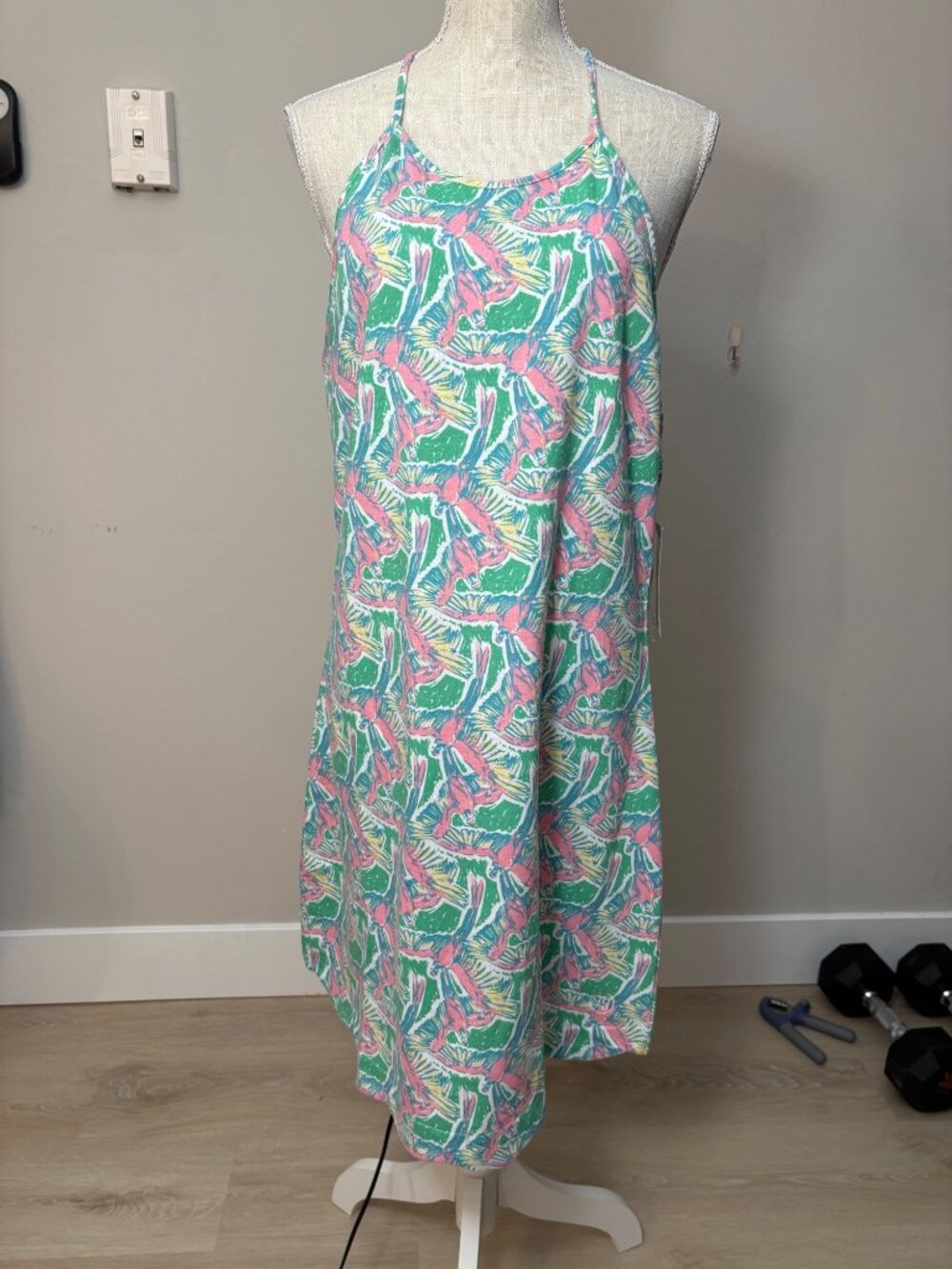 NEW Lauren James Paige Halter Backless Dress Macawl Me Tropical Resortwear Large